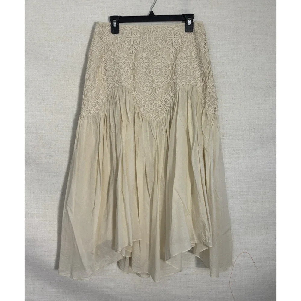 Parker Maxi Skirt 10 High Waisted Lace Cotton Romantic